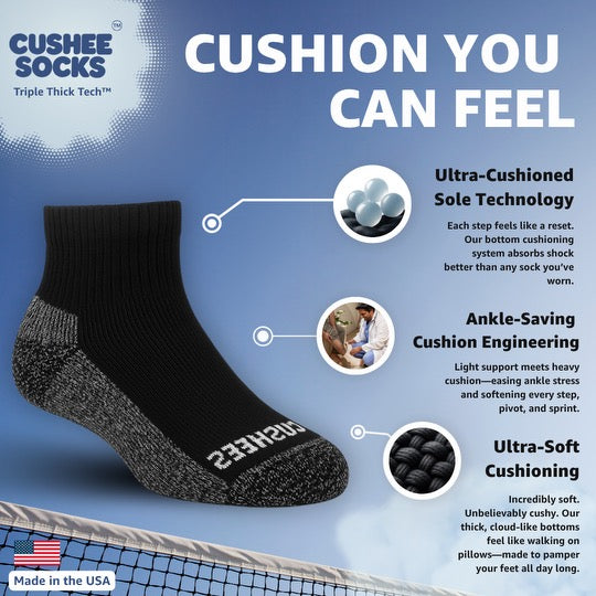 Cushees Comfort™ Crew Socks, Triple Thick w/ grey bottom