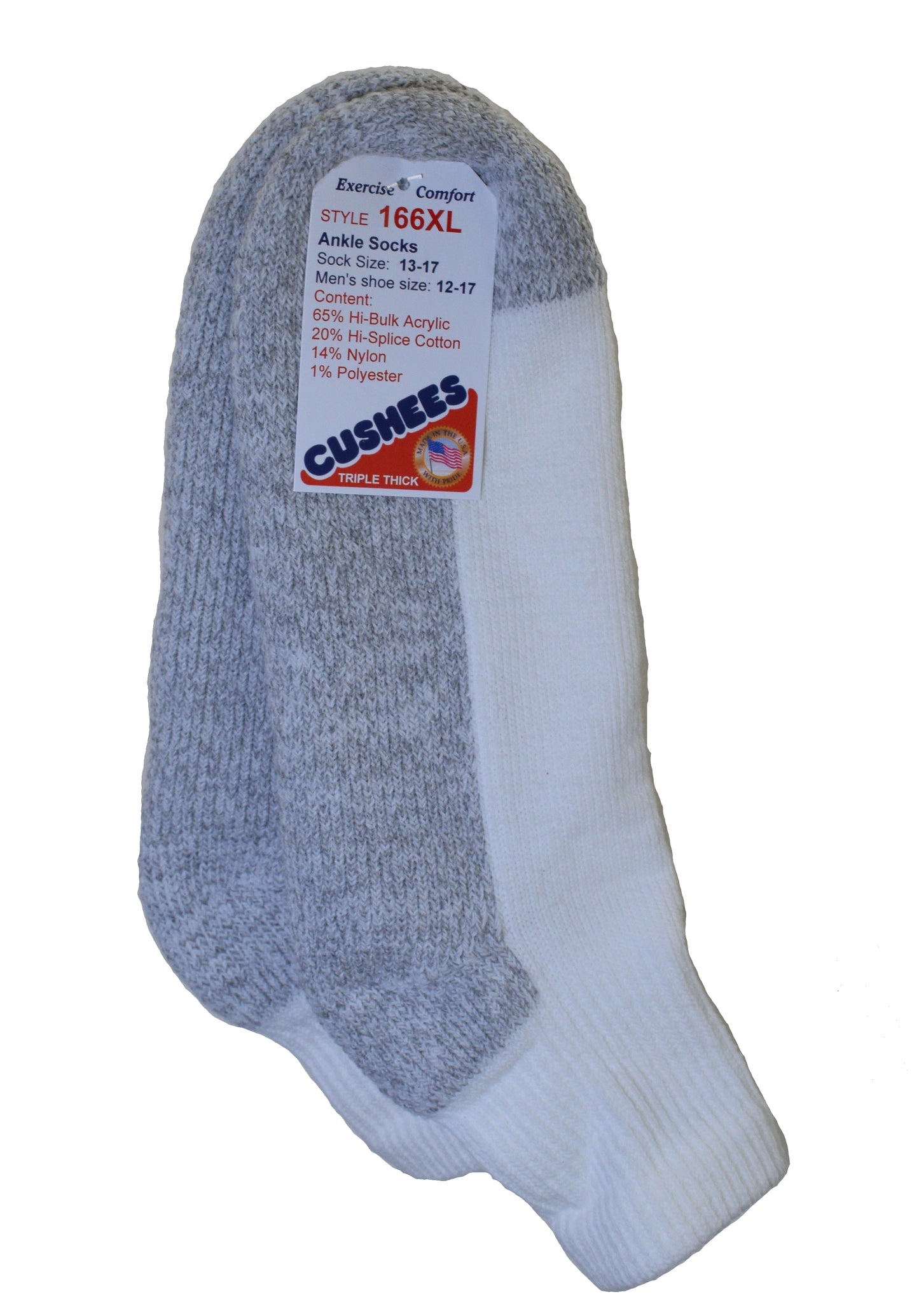 NEW Cushee Socks™ Ankle Socks, Triple Thick w/ grey bottom