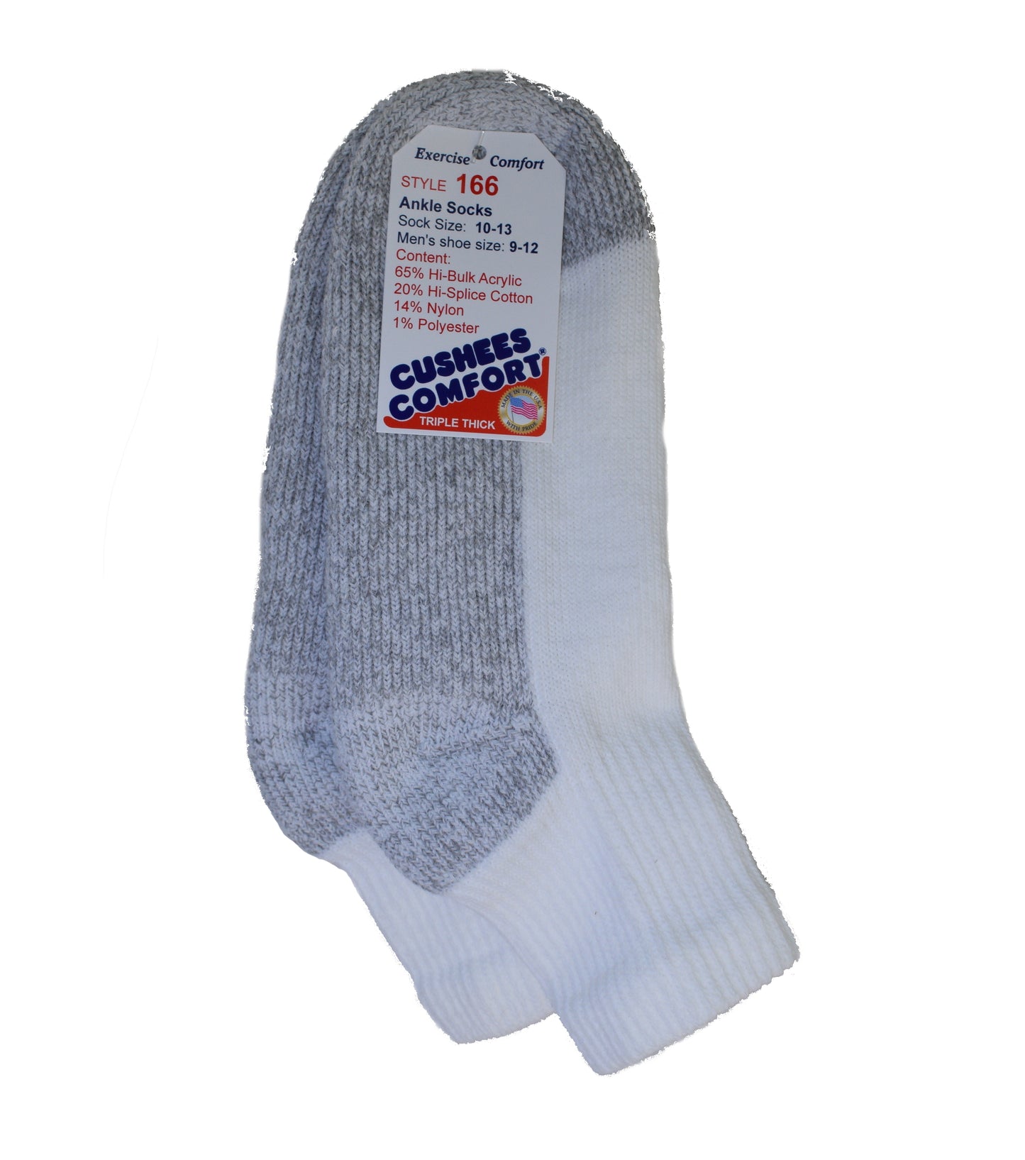 NEW Cushee Socks™ Ankle Socks, Triple Thick w/ grey bottom