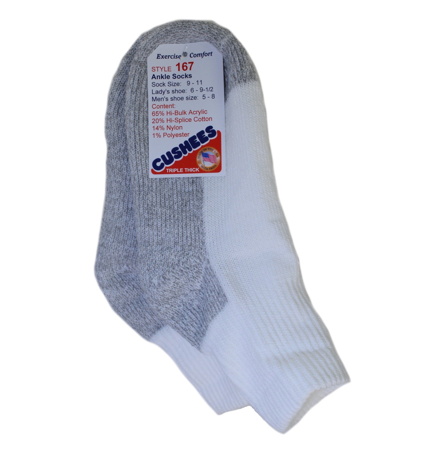 NEW Cushee Socks™ Ankle Socks, Triple Thick w/ grey bottom