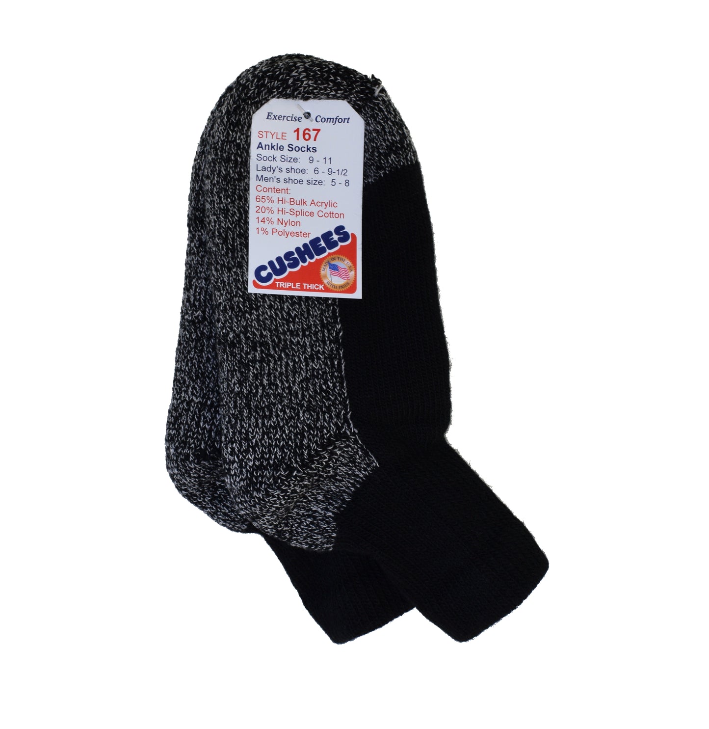 NEW Cushee Socks™ Ankle Socks, Triple Thick w/ grey bottom